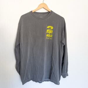 Agolde Citizens of Humanity Shirt Large 2Pac Long Sleeve Grey Yellow Crewneck